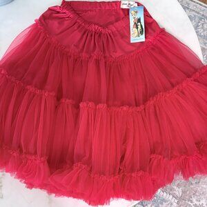 Bettie Page by Tatyana Red Crinoline Petticoat Skirt NWT Size L Rockabilly Swing
